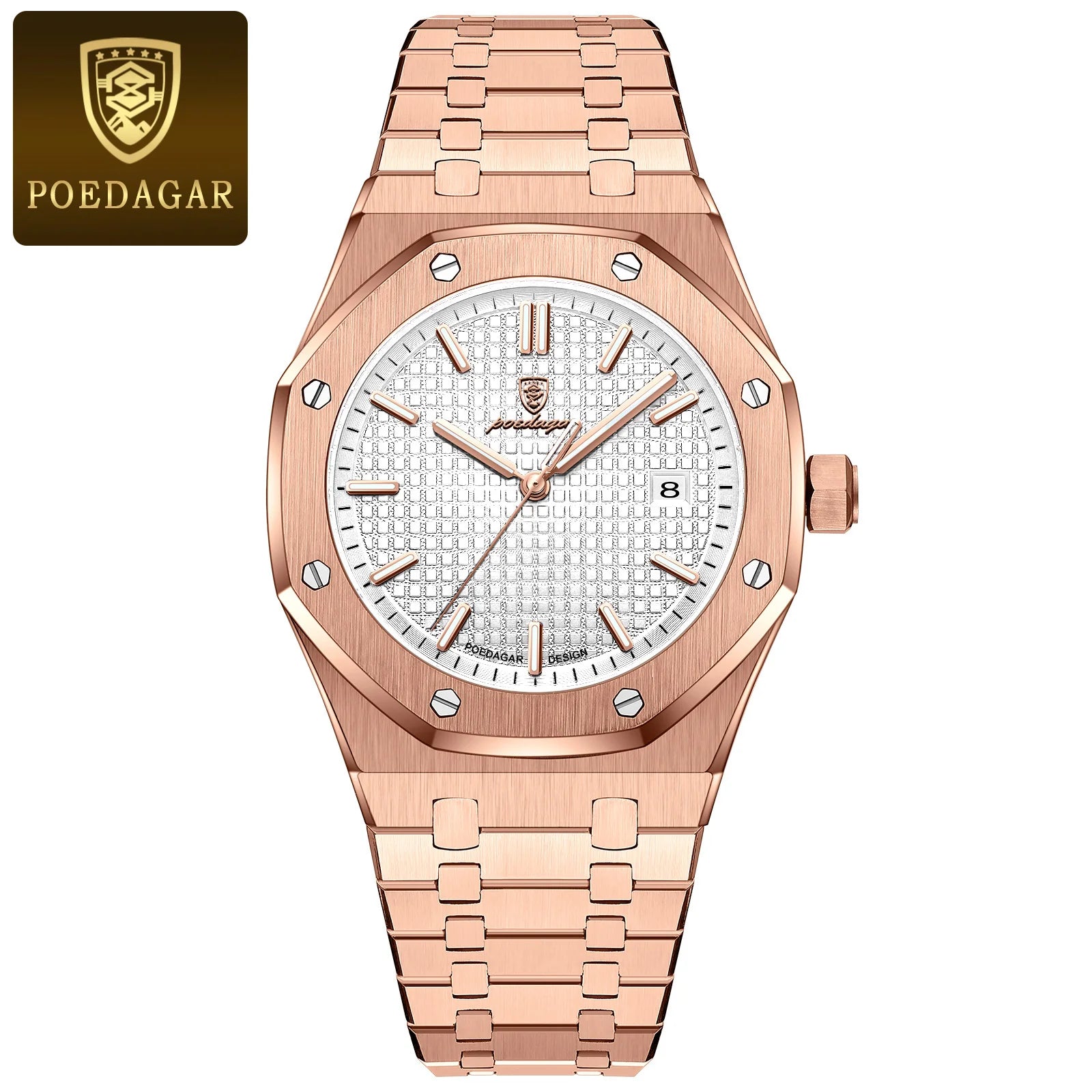 POEDAGAR Luxury Business Man Wristwatch Waterproof Luminous Date Men Watch Stainless Steel Fashion Quartz Watches For Men Reloj